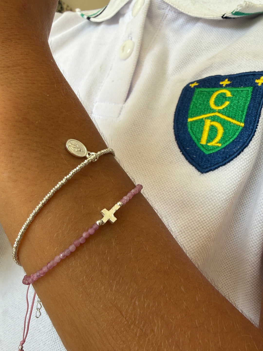 Pulsera Plata Italiana Cruz Turmalina