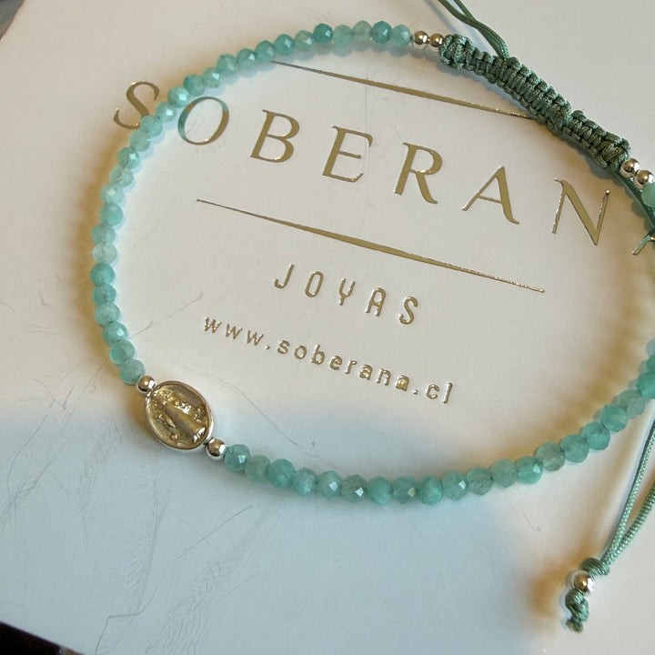 Pulsera Plata Italiana San Benito Amazonitas