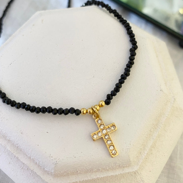 Collar Onix Cruz Gold